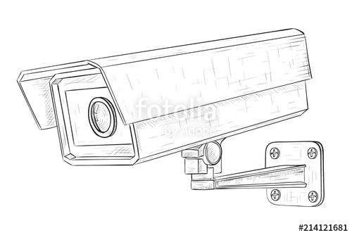 500x334 Security Cctv Camera. Hand Drawn Sketch Stock Image And Royalty - Security Camera Sketch