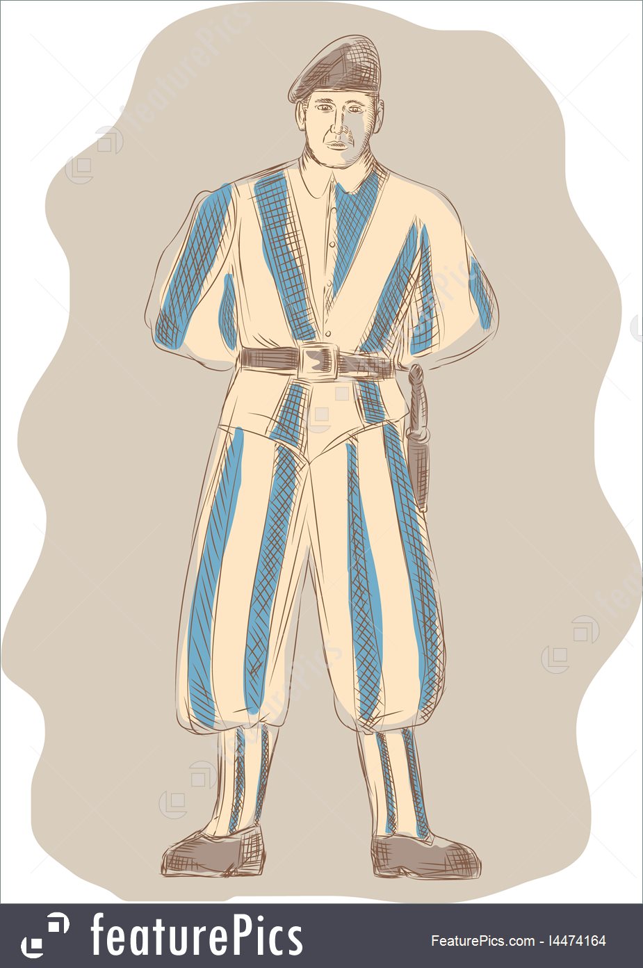 925x1392 Police And Security Swiss Guard Standing Sketch - Security Guard Sketch