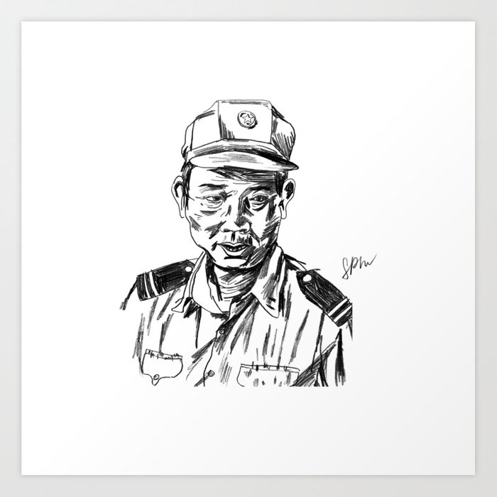 700x700 Vietnamese Security Guard In Uniform Art Print By - Security Guard Sketch