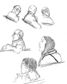 235x294 Three Minimalist Pencil Line Sketches Of A Bbc Security Guard - Security Sketch