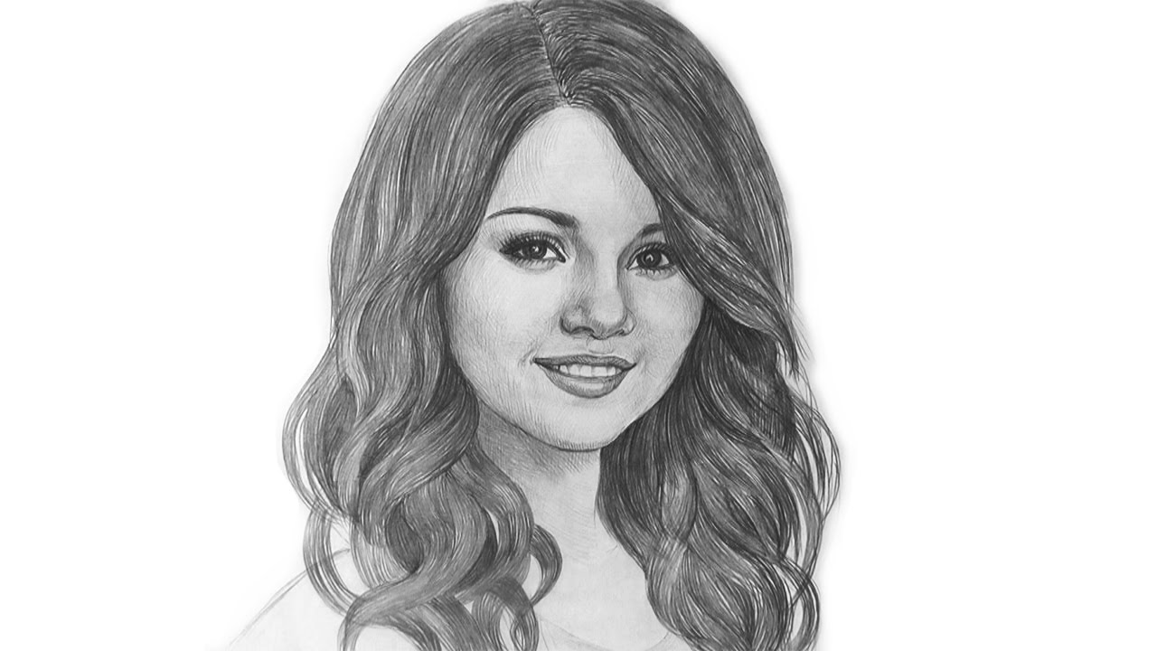 1280x720 Selena Gomez Beautifull Portrait Drawing @selenagomez - Selena Gomez Sketch