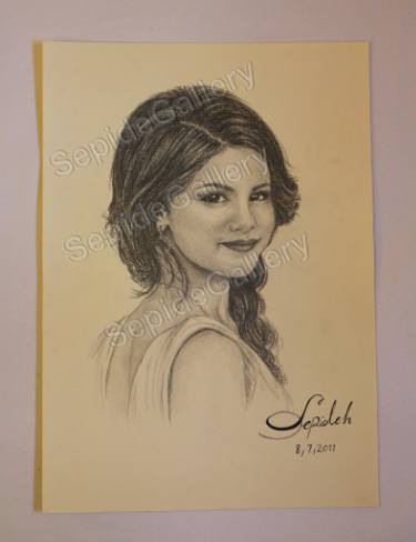 375x488 Selena Gomez, Nice Girl, Singer Drawing By Sepide Art Saatchi Art - Selena Gomez Sketch
