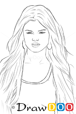 267x400 Selena Gomez Drawing Step By Step - Selena Gomez Sketch Step By Step