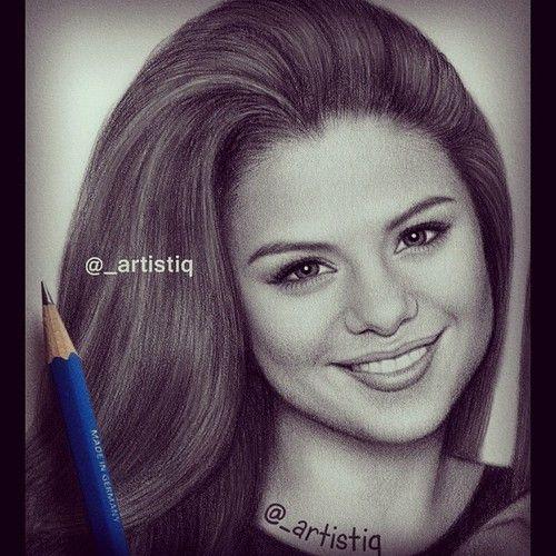 500x500 Drawn Portrait Selena Gomez Pencil And In Color Drawn - Selena Gomez Sketch Step By Step
