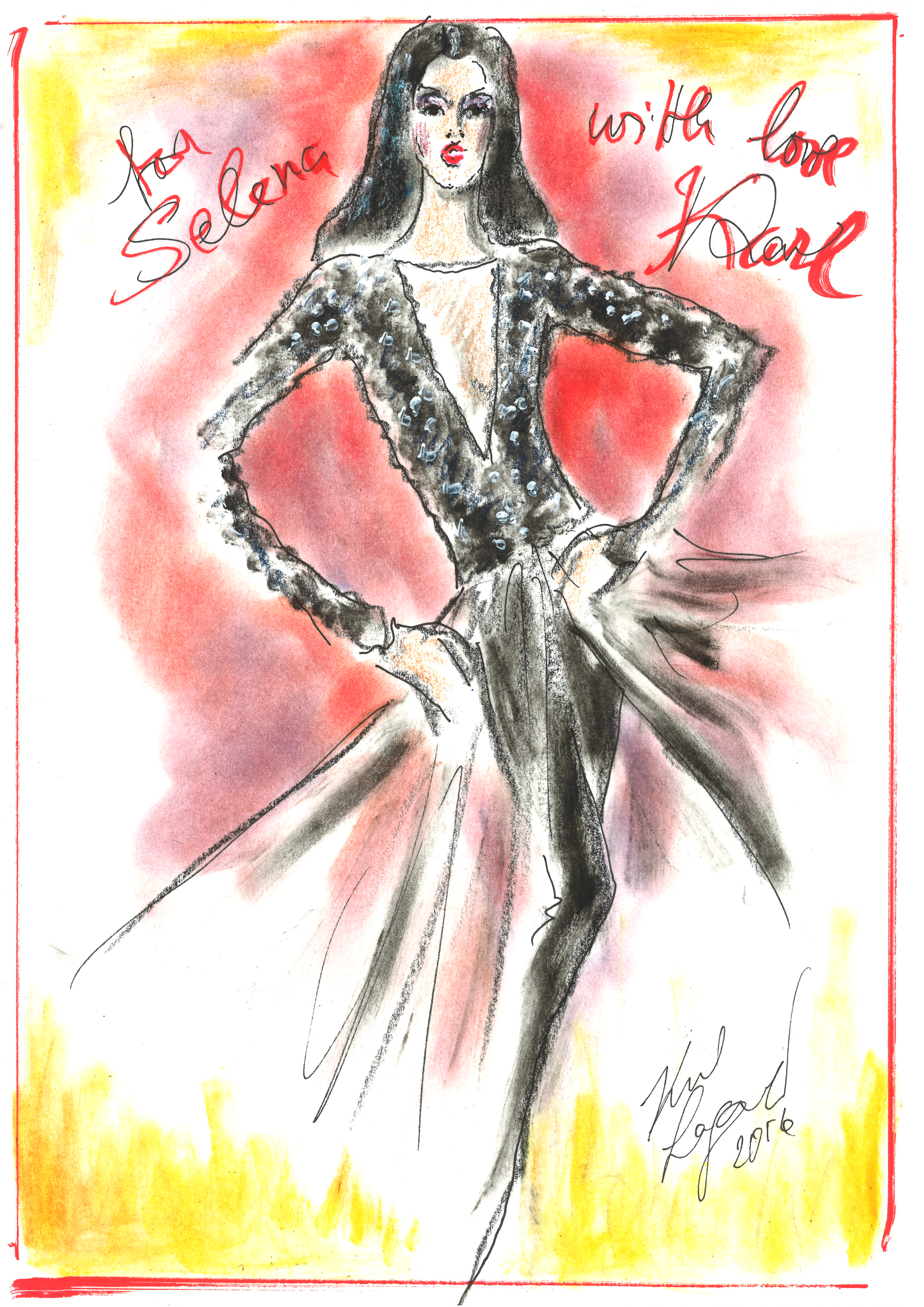 3303x4671 Karl Lagerfeld Designs Ensemble For Selena Gomez Tour Wwd - Selena Sketch