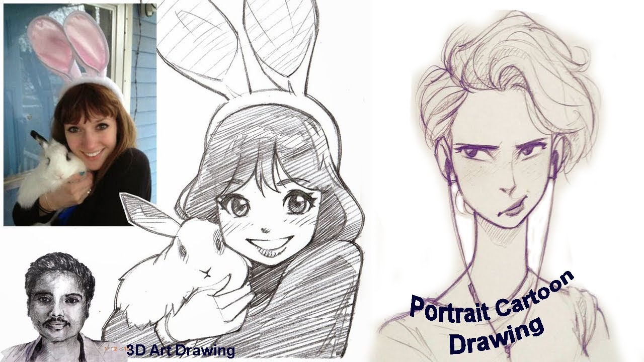 1280x720 How To Draw Self Portrait Cartoon Drawing - Self Image Sketch