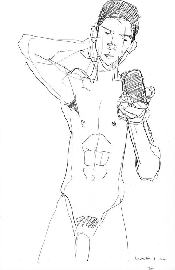 570x877 Selfie Sketch 11x17 Original Pencil Drawing Of Young Male Etsy - Selfie Sketch