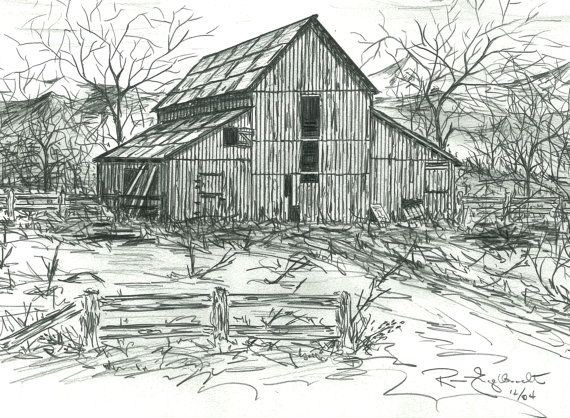 570x418 Pencil Sketches Of Old Barns Drawings Of Old Barns Note Cards And - Selling Sketches