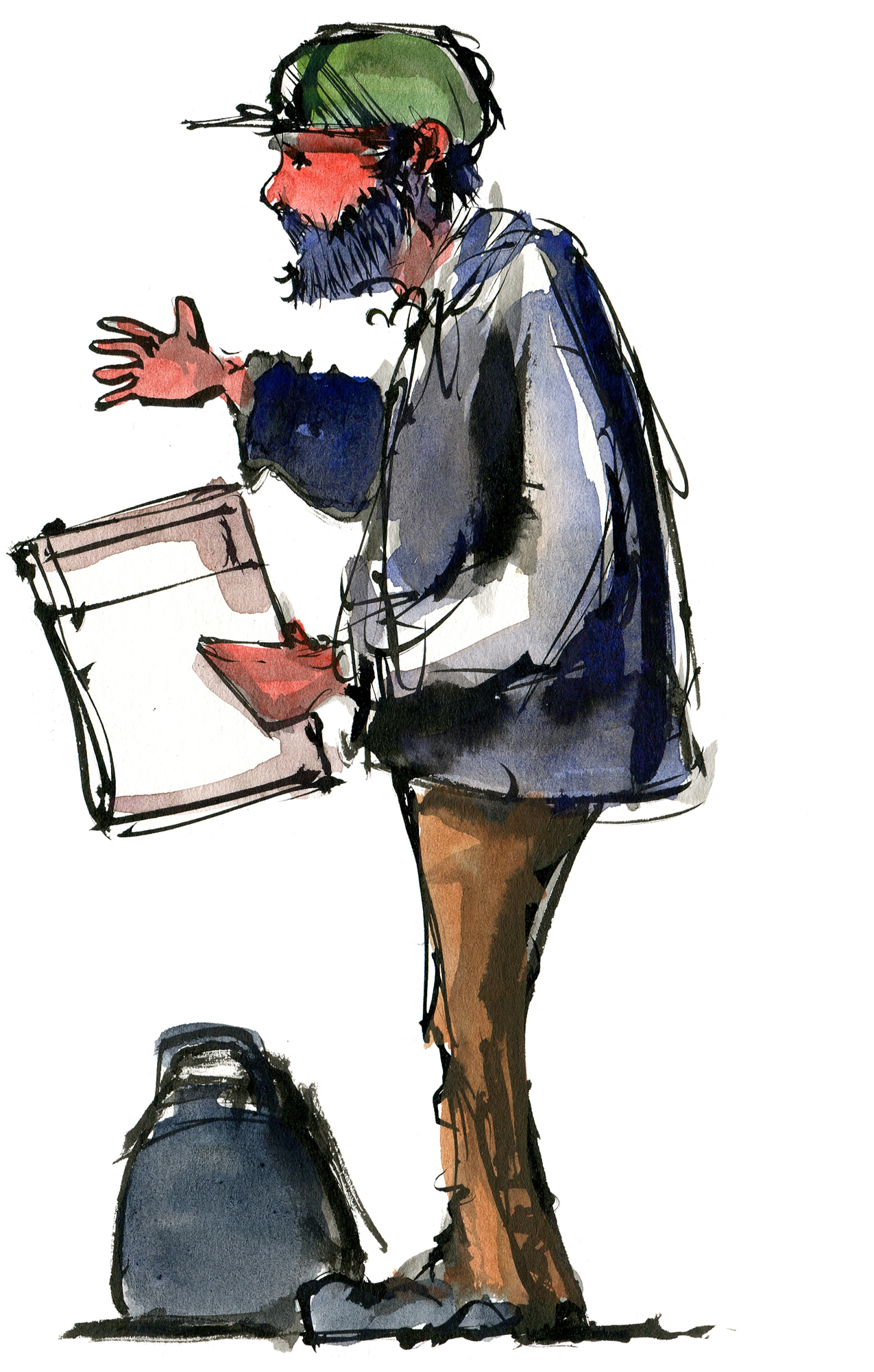 1275x2000 Street Sketch Man Selling Paper The Hiking Artist Project By - Selling Sketches