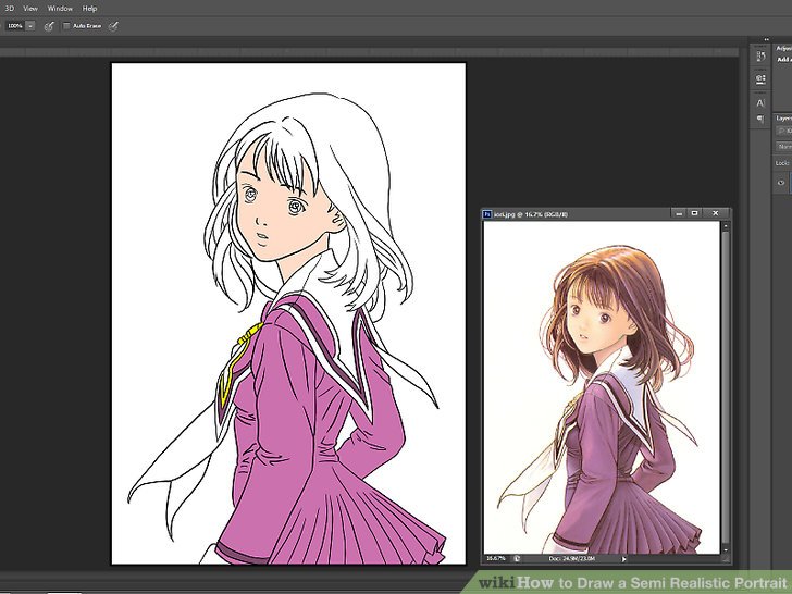 728x546 How To Draw A Semi Realistic Portrait (With Pictures) - Semi Realism Sketch