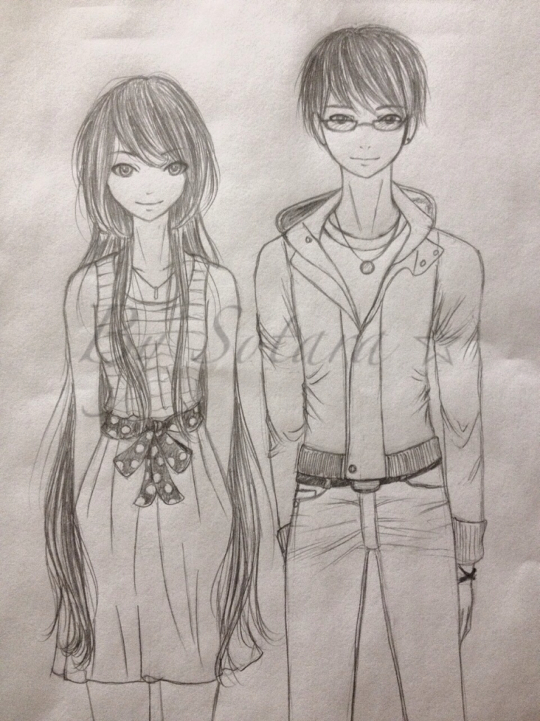 768x1024 Girl Friend Boy Friend Pencil Sketch Girlfriend Boyfriend Sketch - Semi Realism Sketch