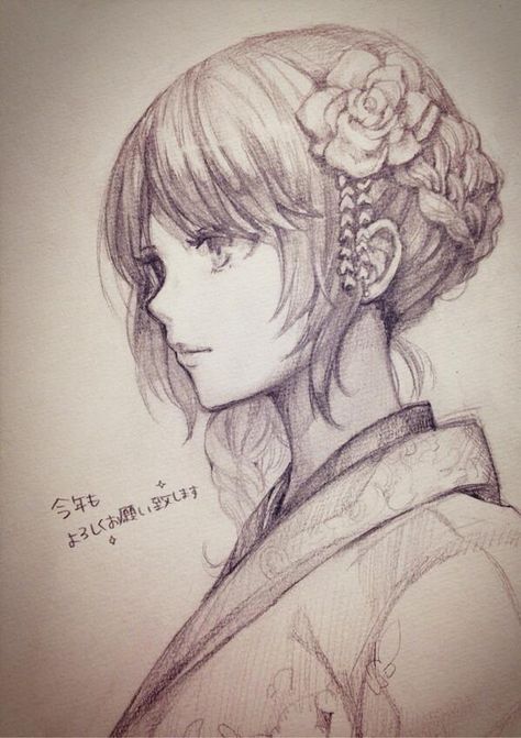 474x671 Pencil Drawing. Anime Semi Realistic Style. Dessin Manga Fille - Semi Sketch