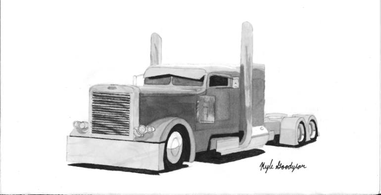 770x394 Semi Truck Drawing By Kyle Goodyear Saatchi Art - Semi Sketch