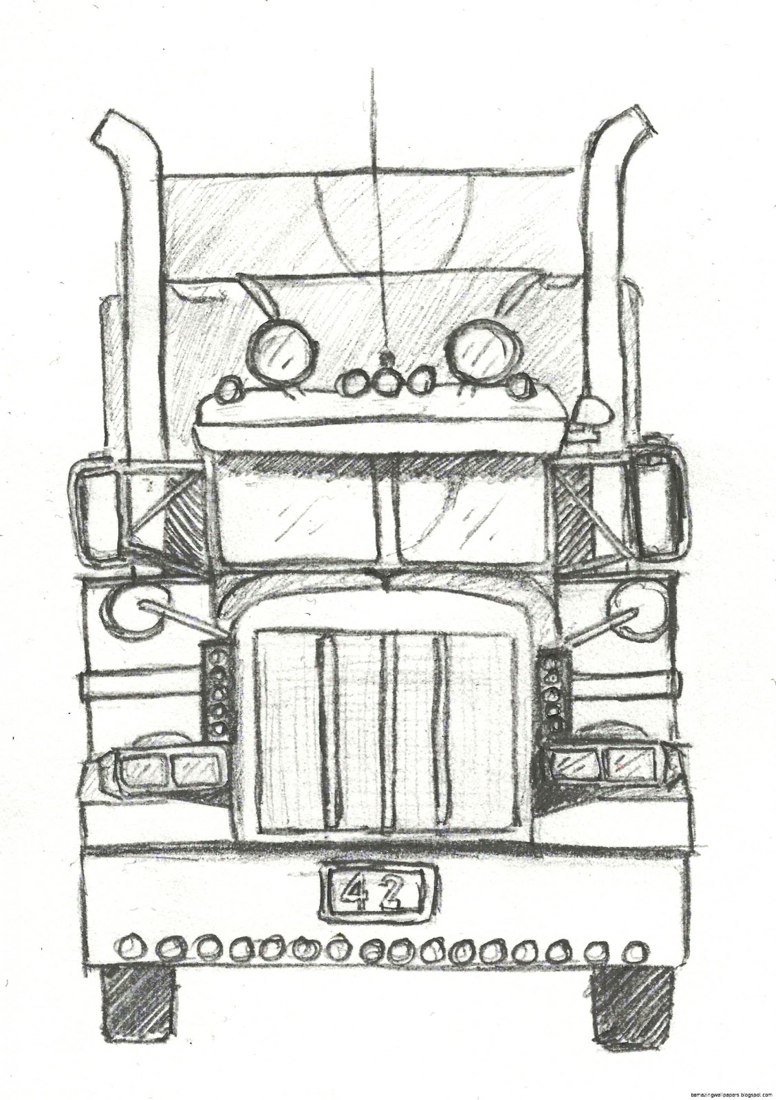 1128x1600 Semi Truck Side View Drawing Amazing Wallpapers - Semi Sketch