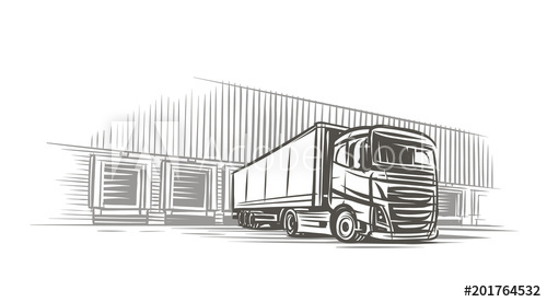 500x276 Semitrailer Truck - Semi Trailer Sketch