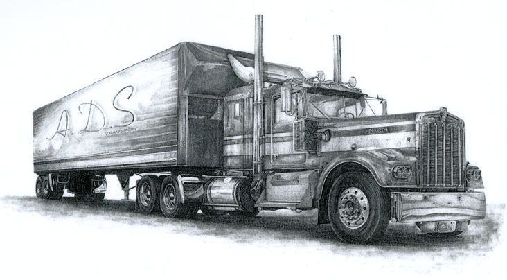 732x404 Truck Pencil Sketch By Angel1592 Everything Trucksusesetc - Semi Trailer Sketch