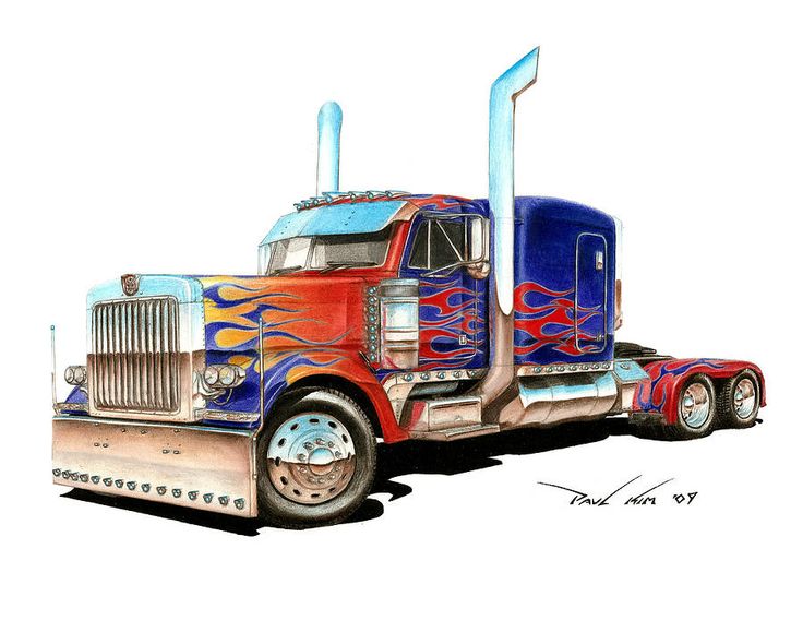 736x579 Drawn Truck Semi Truck - Semi Trailer Sketch