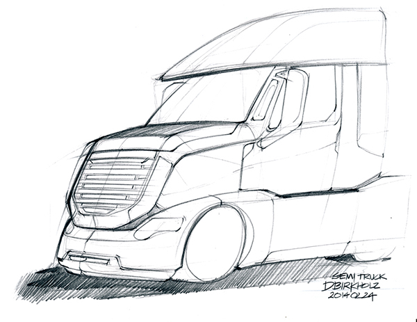 600x463 Sketch A Day On Behance - Semi Truck Sketch