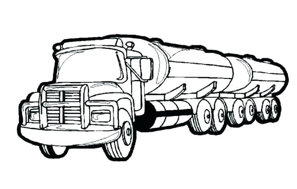 600x383 Coloring Pages Of Semi Trucks Free Coloring Library - Semi Truck Sketch