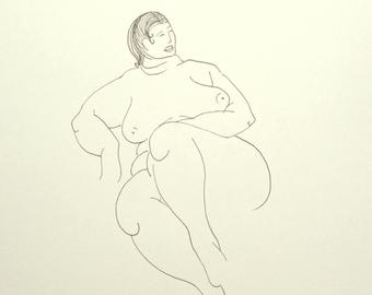 340x270 Fat Woman Drawing Etsy - Sensual Sketches