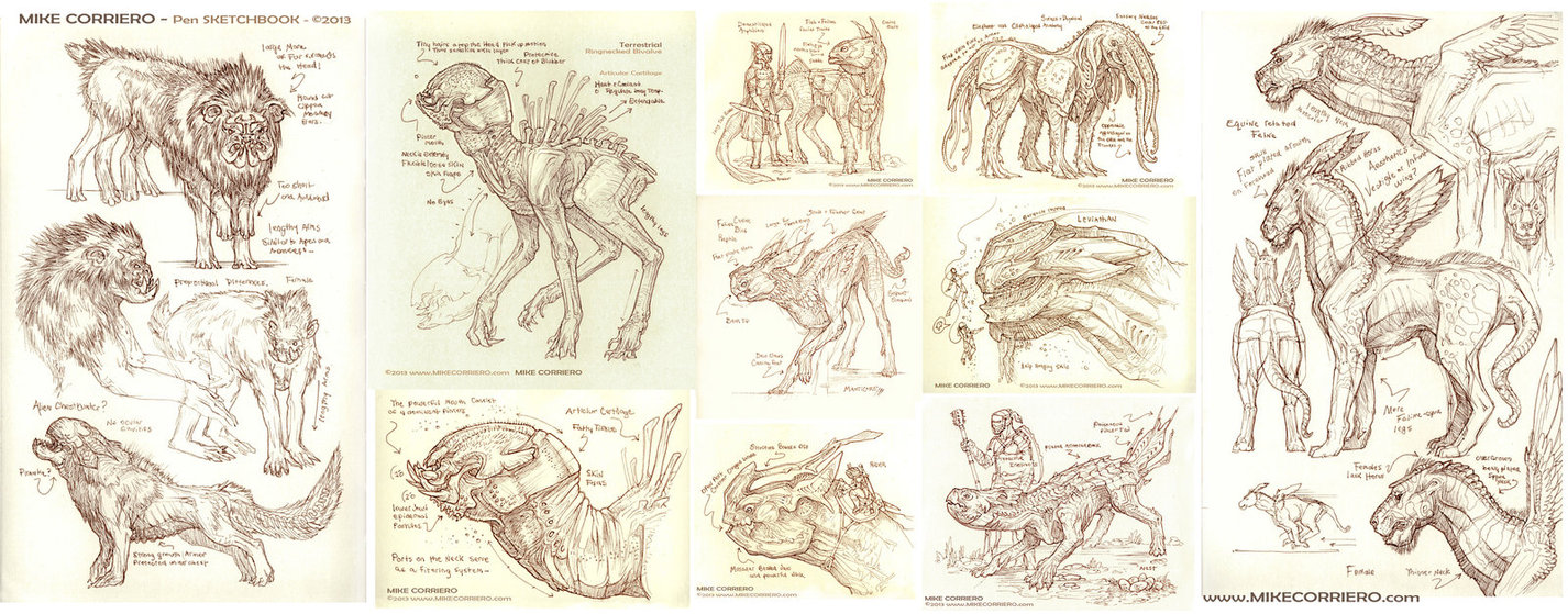 1426x559 Sepia Toned Pen Sketches On Moleskine Sketchbook By Mikecorriero - Sepia Sketches