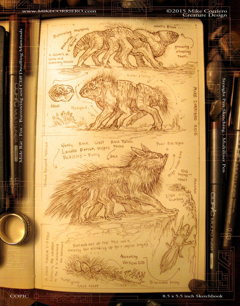 793x1007 Sepia Tones Pen Creature Sketches By Mikecorriero - Sepia Sketches