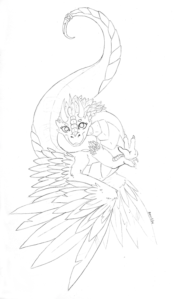 572x984 Winged Serpent Sketch Weasyl - Serpent Sketch