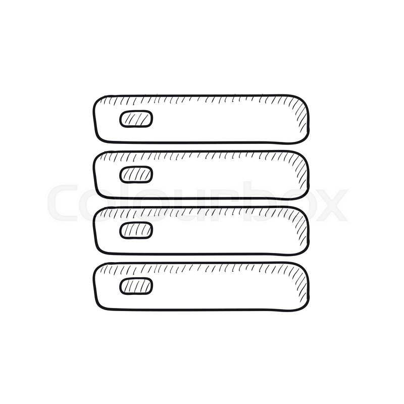 800x800 Computer Server Vector Sketch Icon Isolated On Background. Hand - Server Sketch
