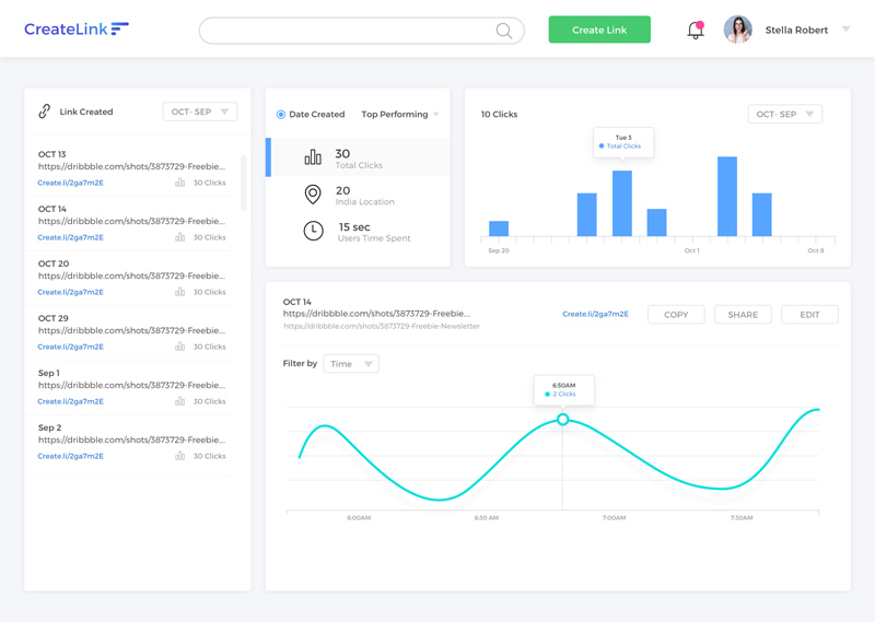800x569 Dashboard Concept For A Url Shortening Service - Service Sketch