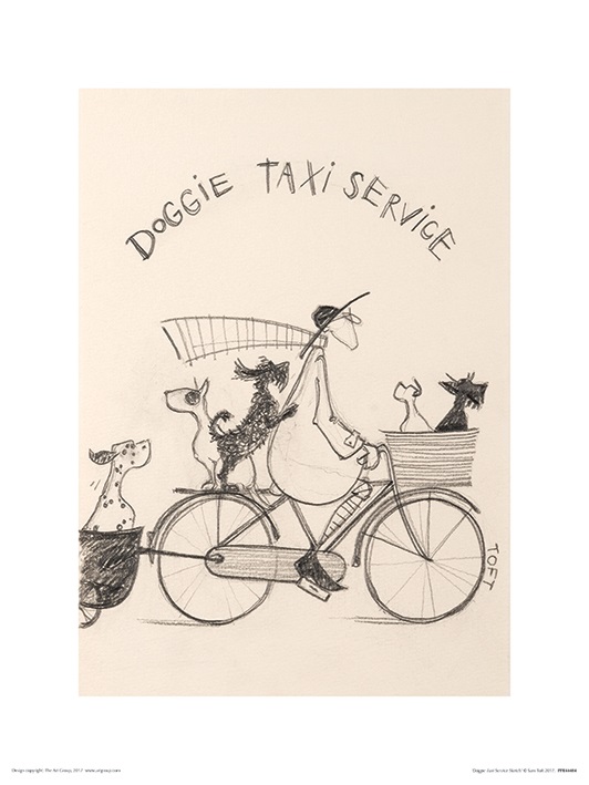 532x709 Doggie Taxi Service Sketch 30 X 40cm Framed Picture. Knees Home - Service Sketch