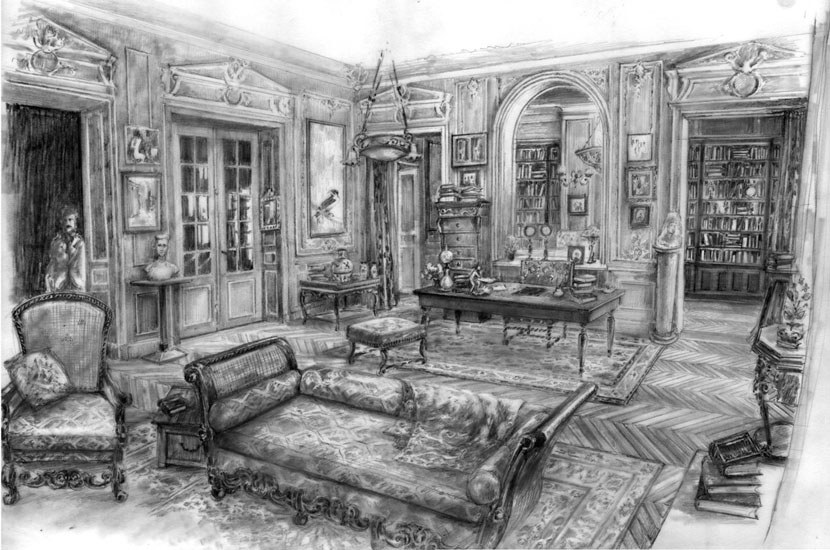 830x550 From Sketch To Still The Time Traveling Art Direction Of Midnight - Set Design Sketches