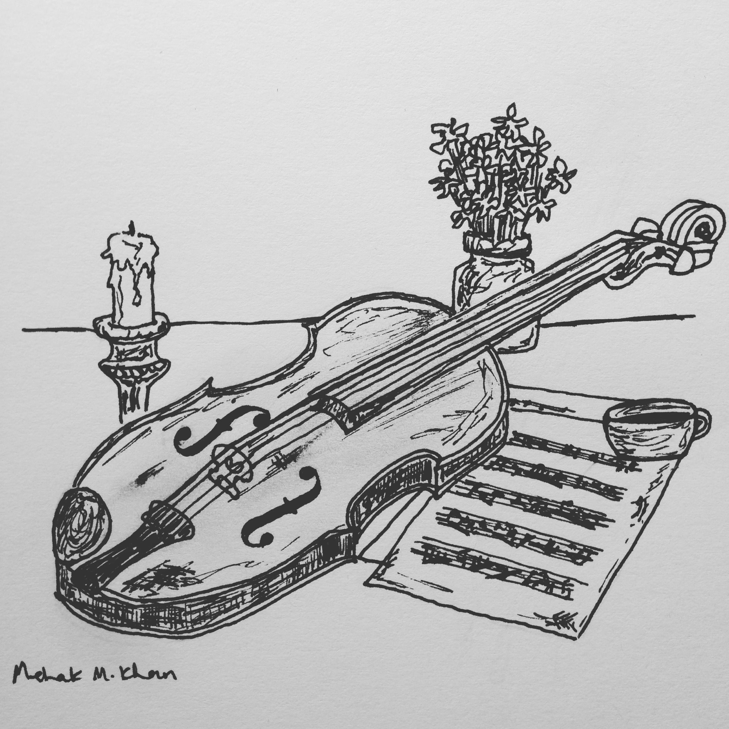 2448x2448 Sketch Of A Violin Setting The Quantum Thought - Setting Sketch