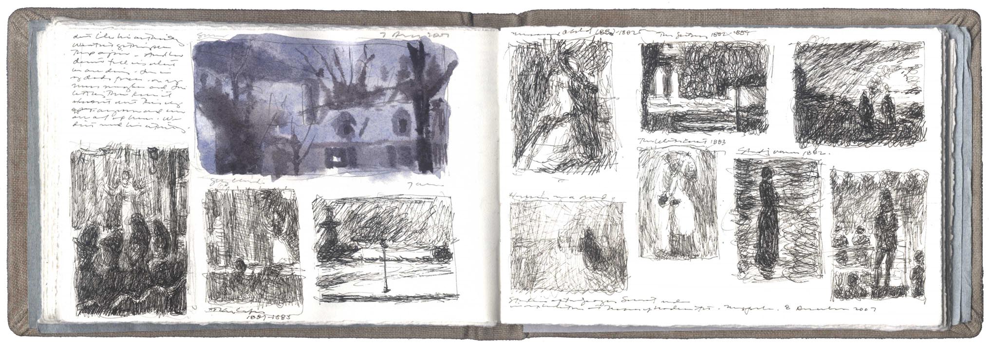 2041x710 Seurat Drawings - Seurat Sketches