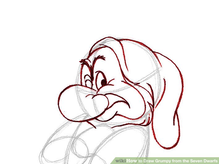 709x532 How To Draw Grumpy From The Seven Dwarfs 8 Steps (With Pictures) - Seven Dwarfs Sketch