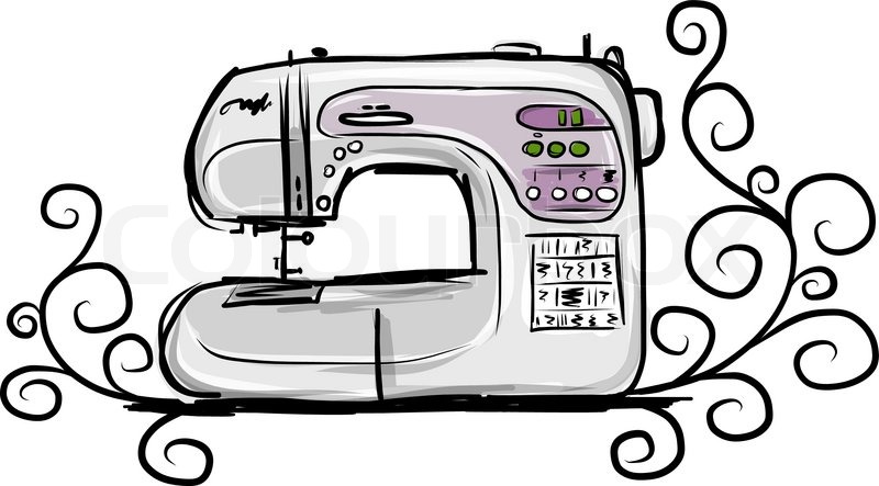 800x443 Sewing Machine Modern, Sketch For Your Design, Vector Illustration - Sewing Machine Sketch