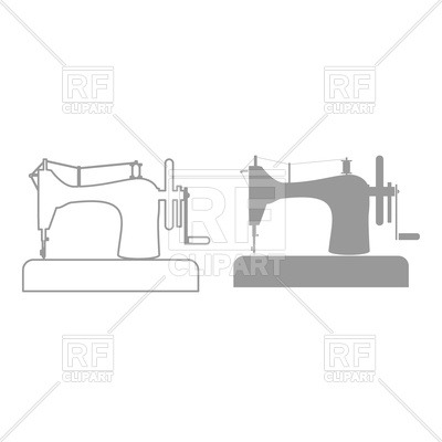 400x400 Sewing Machine Silhouette And Outline Vector Image Vector - Sewing Machine Sketch