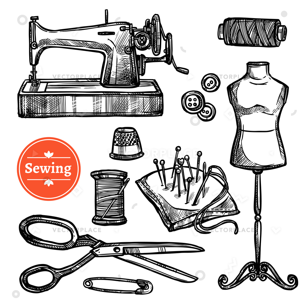 Sewing Machine Sketch at PaintingValley.com | Explore collection of ...