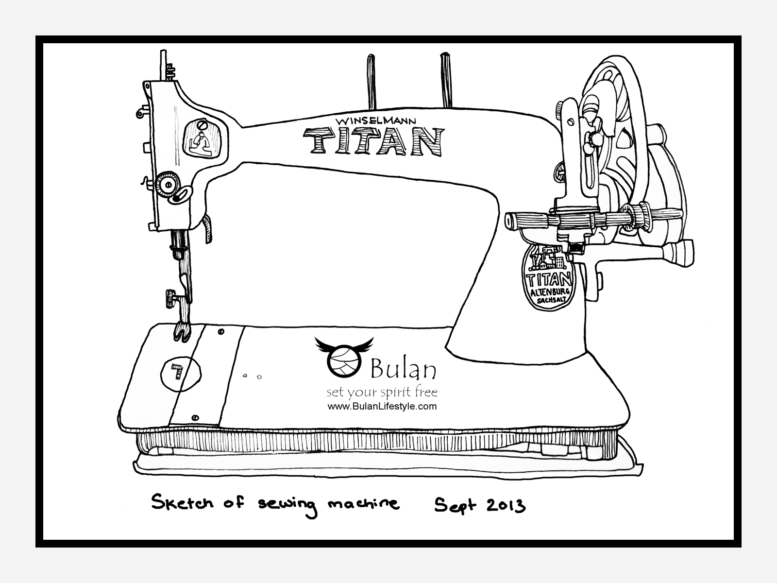 1600x1200 Sketch Of The Day No 159 Vintage Titan Sewing Machine - Sewing Sketches