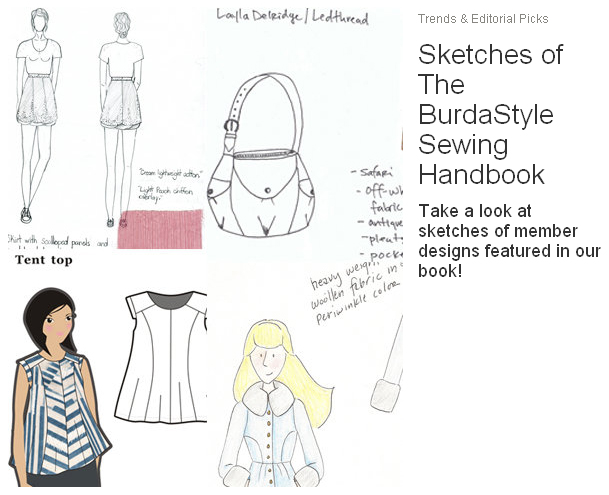 609x495 The Burdastyle Sewing Handbook Member Sketches The Curious Kiwi - Sewing Sketches