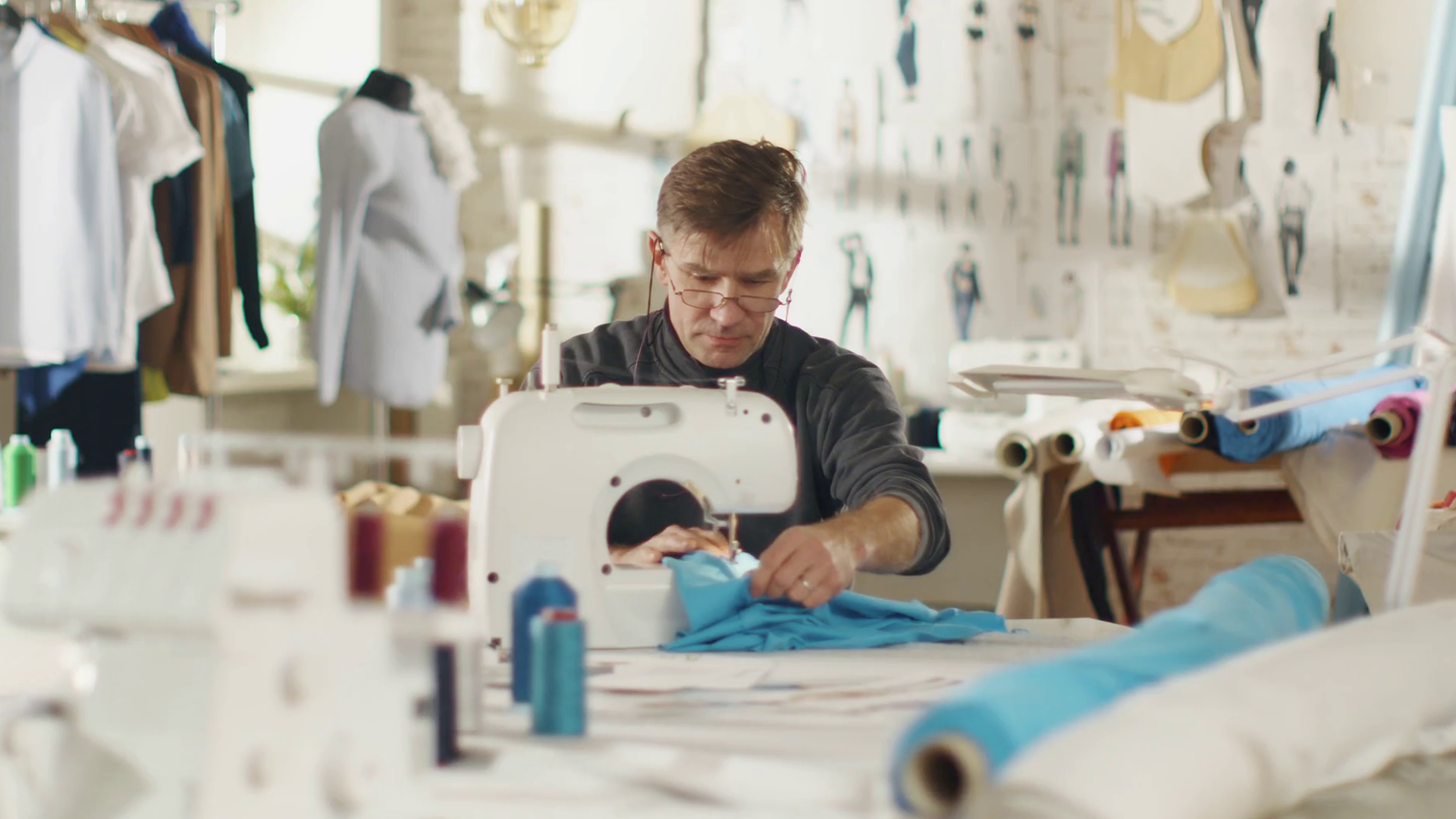 1920x1080 Female Fashion Designer Seamstress Dressmaker Working On A - Sewing Sketches