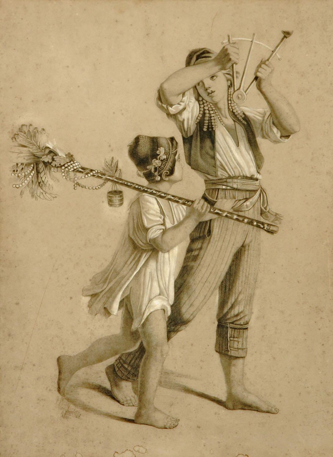 1093x1500 An Early 19th Century Italian Pencil And Charcoal Drawing, Boy - Sextant Sketch