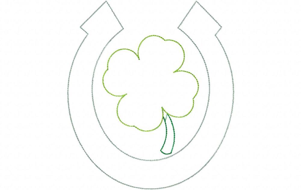 1000x630 Vintage Sketch Horseshoe And Shamrock Applique - Shamrock Sketch