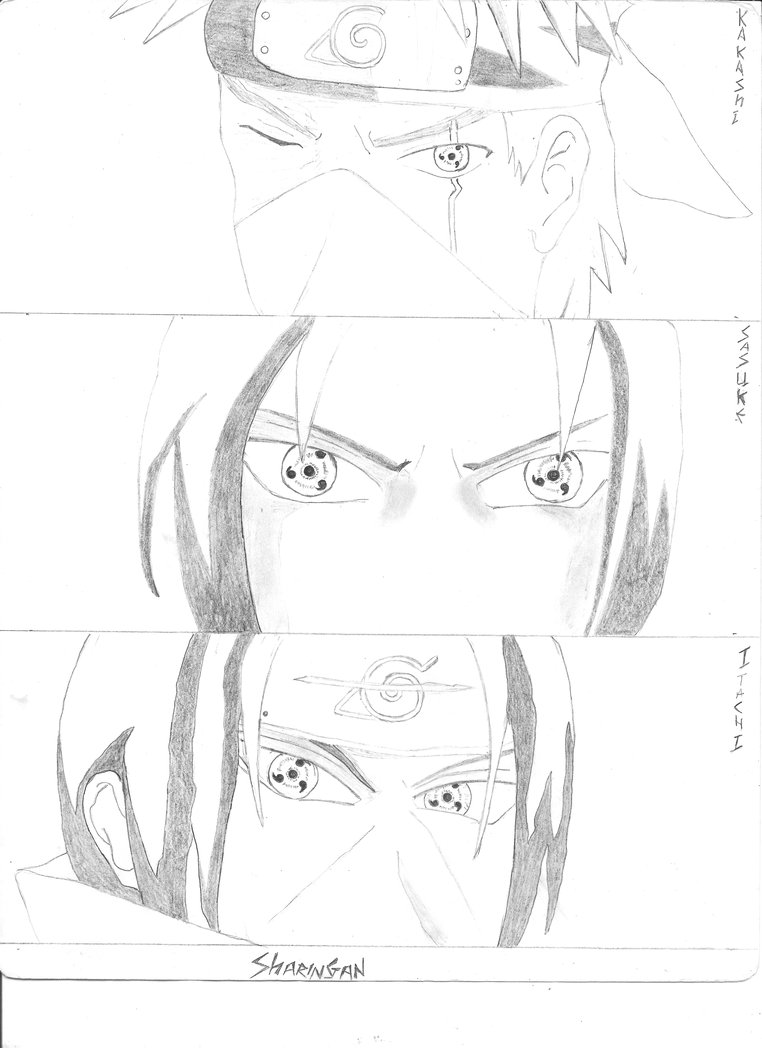 762x1048 Sharingan Sketch Kakashi , Itachi And Saskue By Bstunnatobii On - Sharingan Sketch