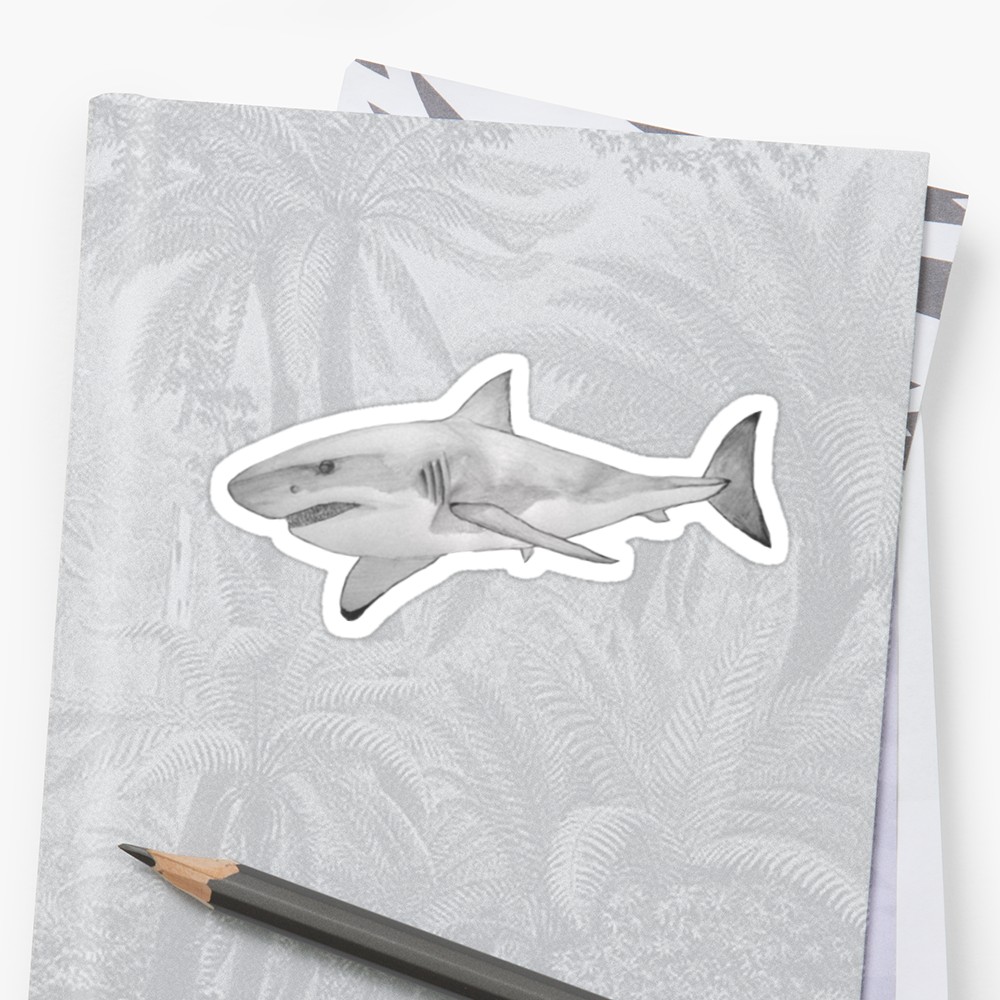 1000x1000 Shark Sketch Stickers By Goatlegg Redbubble - Shark Sketch