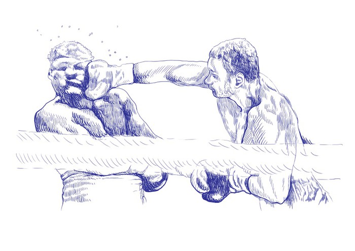 700x495 Boxing Match (This Is Original Blue Sketch, Sharp Outlines !) Wall - Sharp Sketch