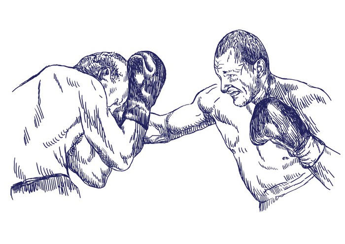 700x495 Boxing Match (This Is Original Blue Sketch, Sharp Outlines - Sharp Sketch
