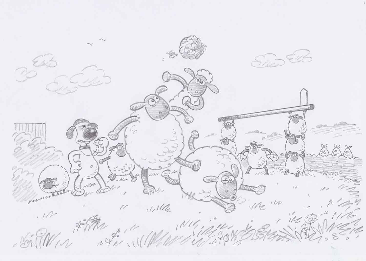 1500x1071 Illustration Cupboard - Shaun The Sheep Sketch