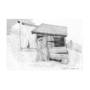 300x300 Shed And Wpa Outhouse On Johnson Farm Drawing By Tree Whisper Art - Shed Sketch