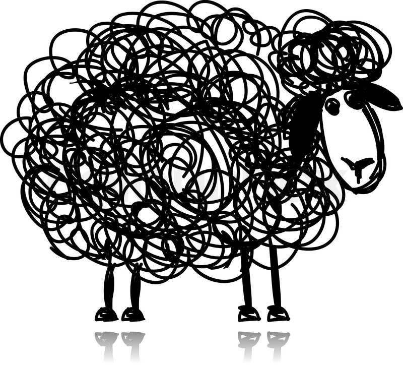 800x724 Funny Black Sheep, Sketch For Your Design Stock Vector Colourbox - Sheep Sketch
