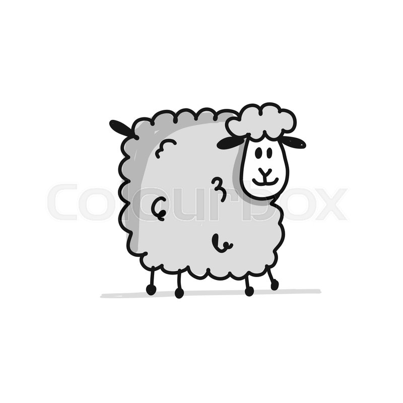 800x800 Funny Sheep, Sketch For Your Design. Vector Illustration Stock - Sheep Sketch Images